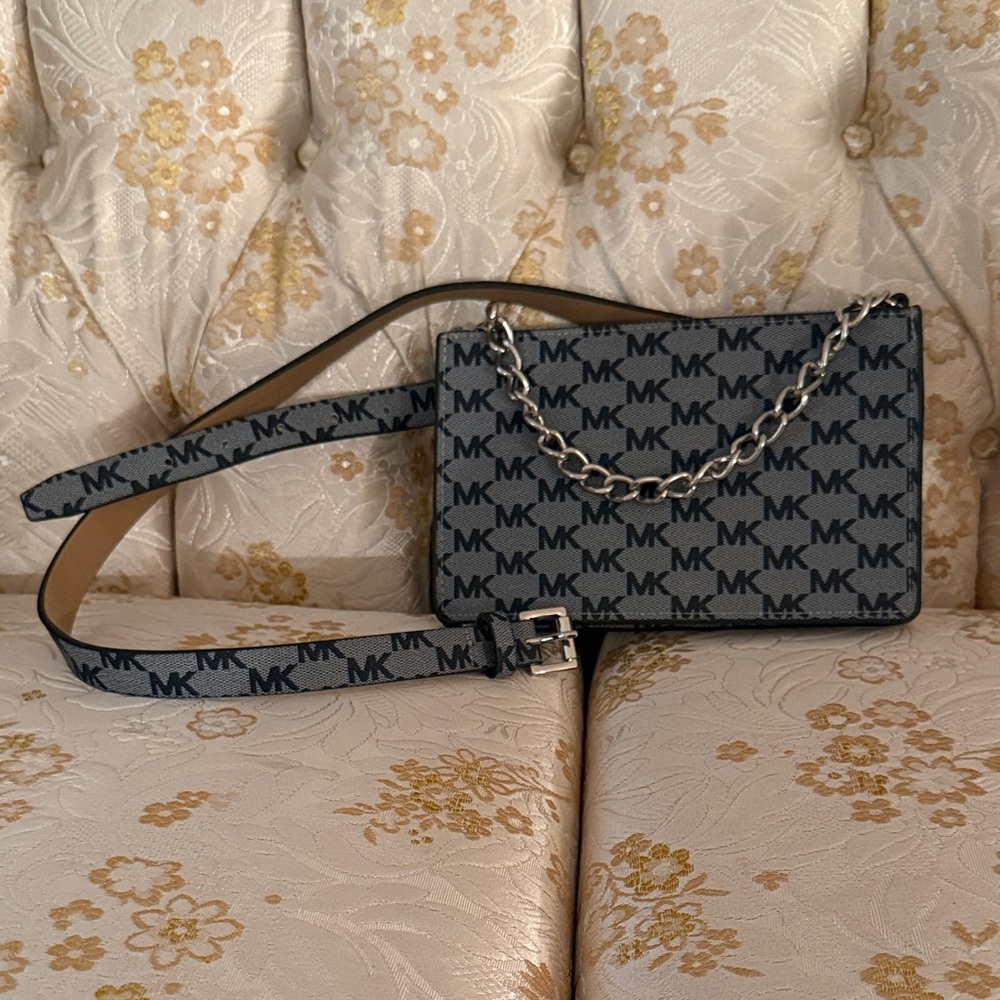 Michael Kors Black and Gray Logo Belt Bag